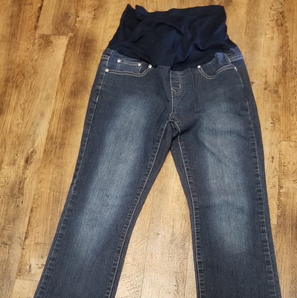 DENIM DIVA maternity jeans embellished pockets Med